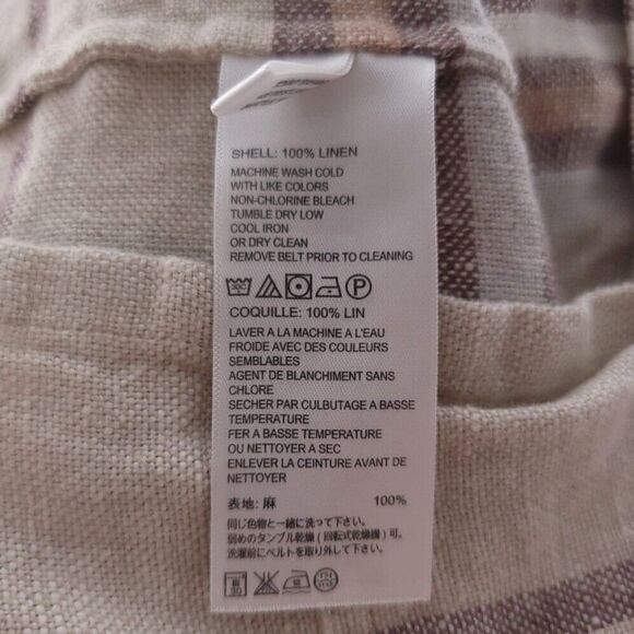 Tommy Bahama Beige Tan Solid Button Front Snap Pockets Linen Shirt Dress - Picture 9 of 9